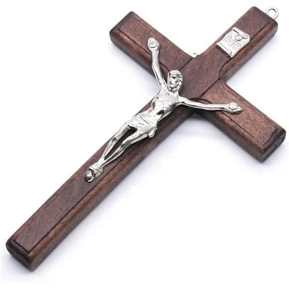 Catholic Crucifix Wall Cross 3 Pack, Small Wooden Cross with Jesus, 4.7 inches - Picture 4 of 6